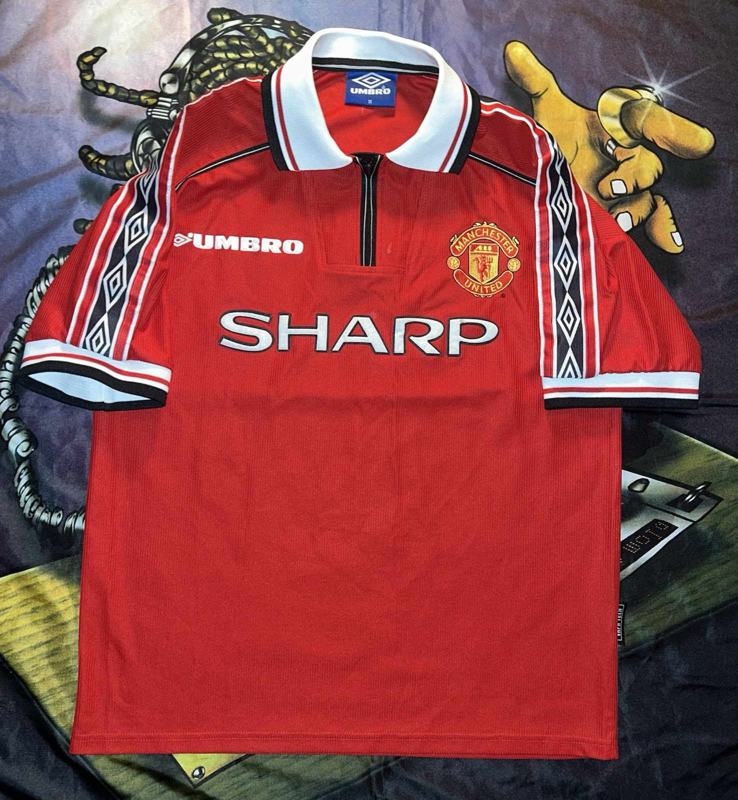 Umbro Manchester United Home 1998/1999 Football Shirt Medium Retro Vintage for sale on Ebay