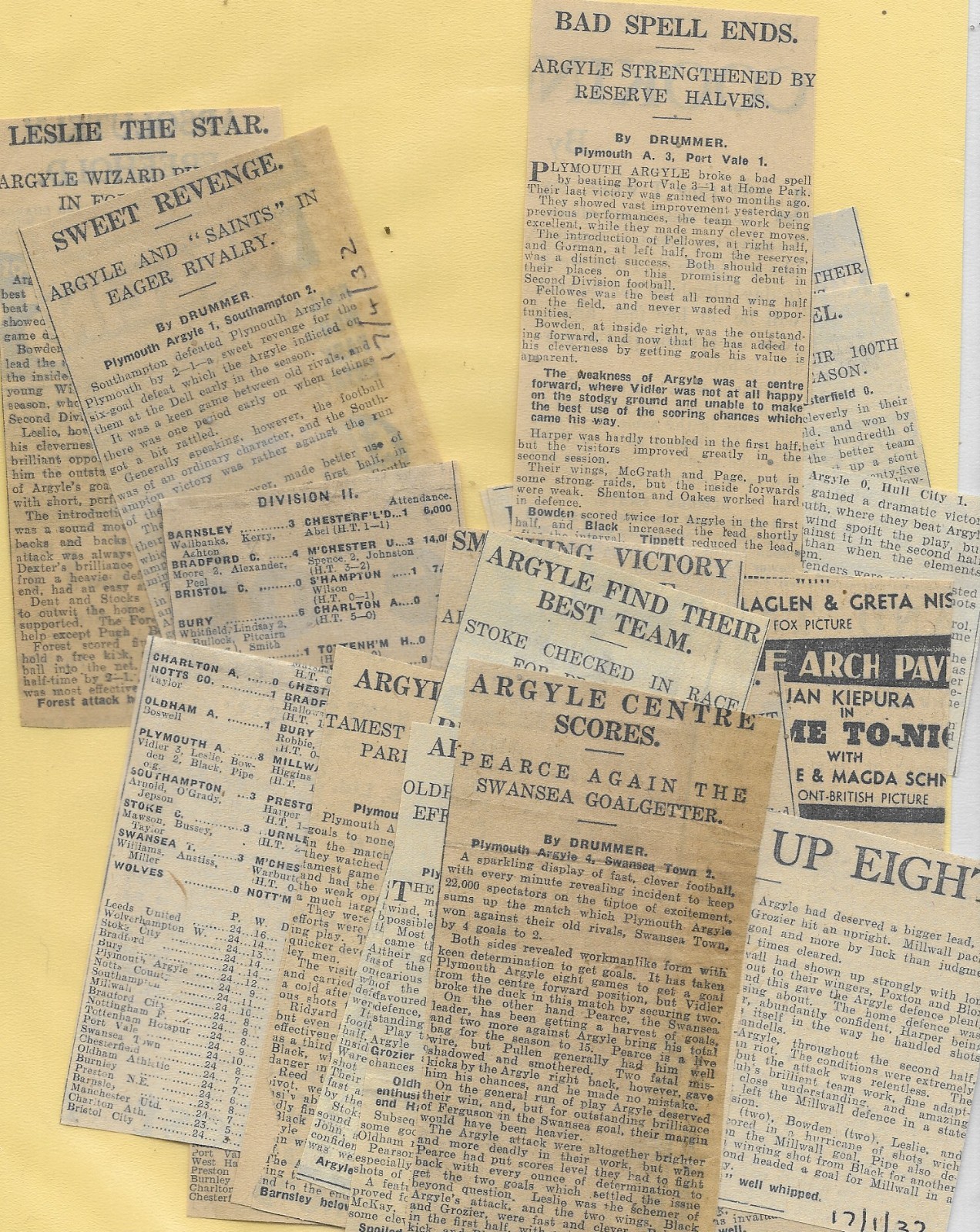 22 x PRE-WAR PLYMOUTH ARGYLE FC NEWSPAPER CUTTINGS (MAINLY MATCH REPORTS for sale on Ebay