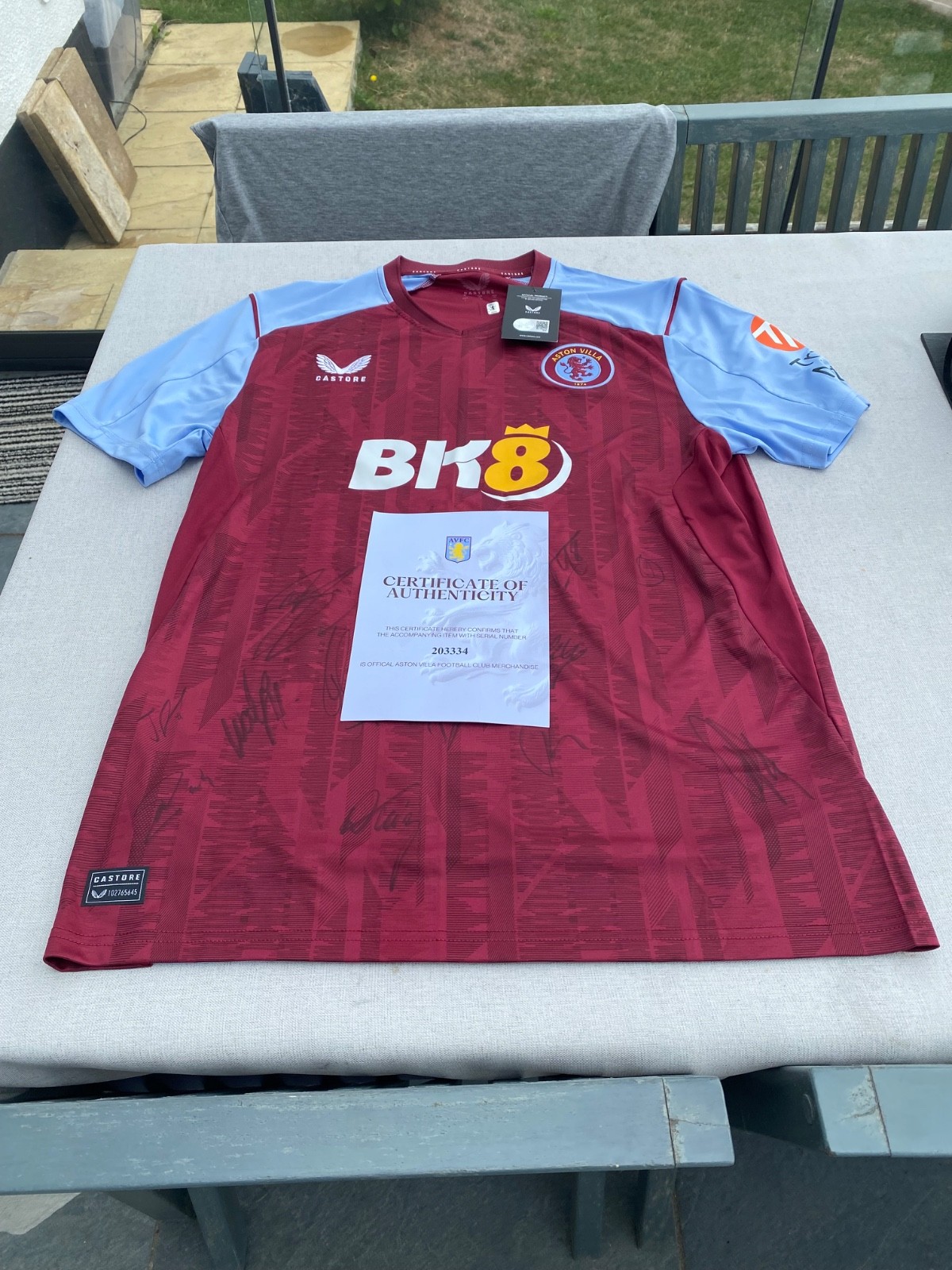 ASTON VILLA 23/24 SEASON CASTORE SIGNED HOME SHIRT SIZE LARGE BNWT for sale on Ebay