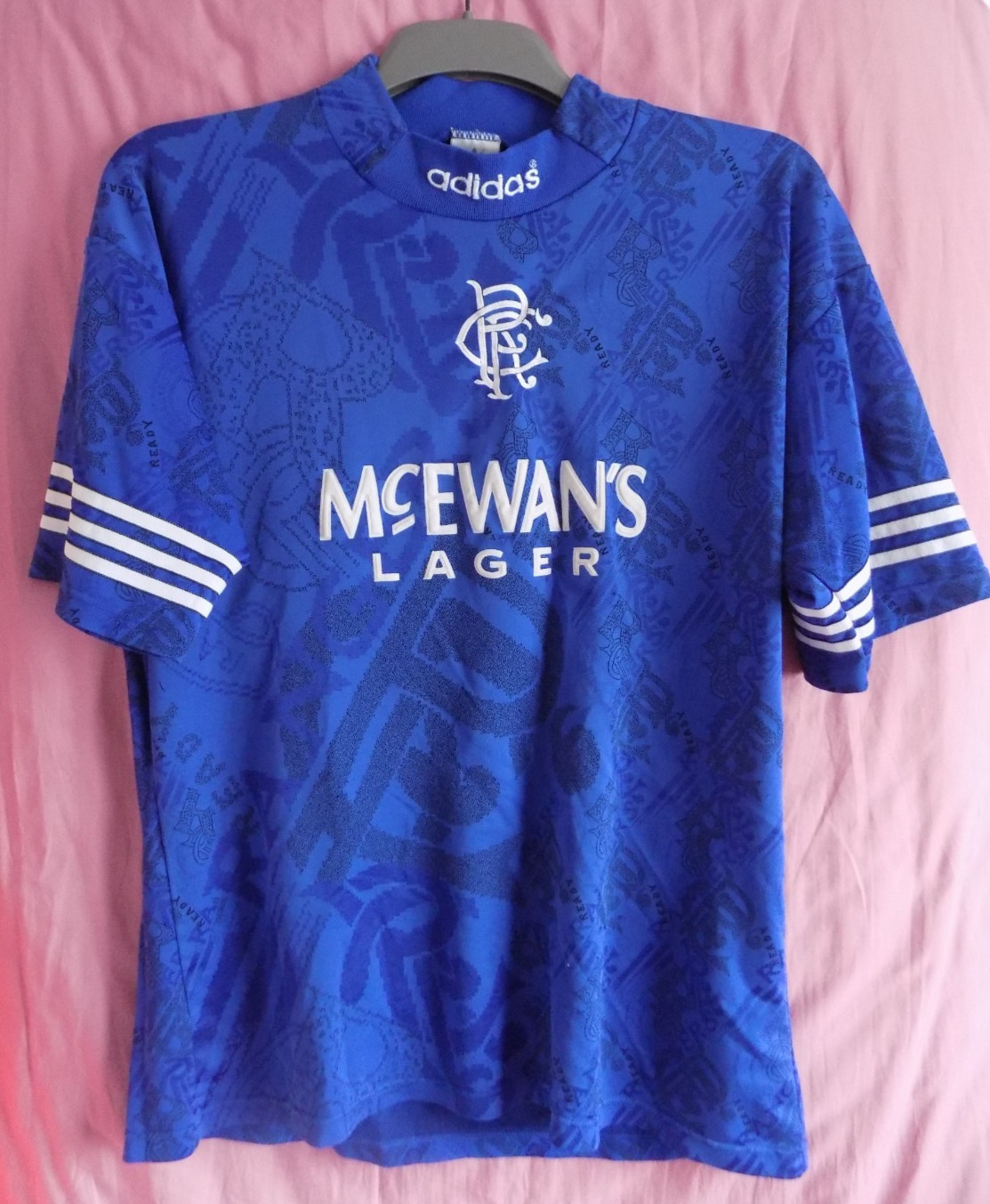 GLASGOW RANGERS 1994/1996 HOME FOOTBALL SHIRT McEWAN'S LAGER 42