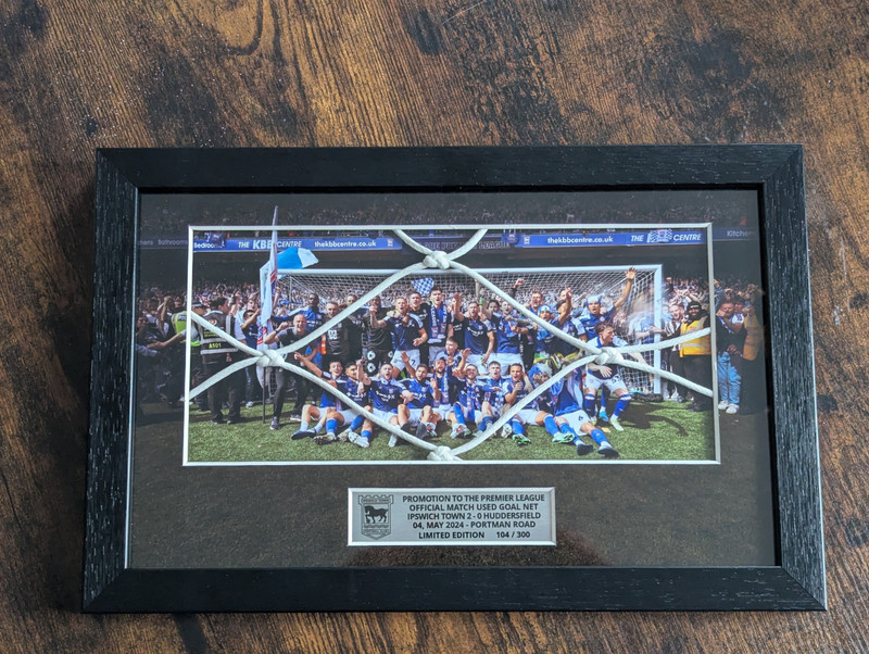 Ipswich Town FC Framed Goal Net From Promotion Season 23/24 - 104 of 300 for sale on Ebay