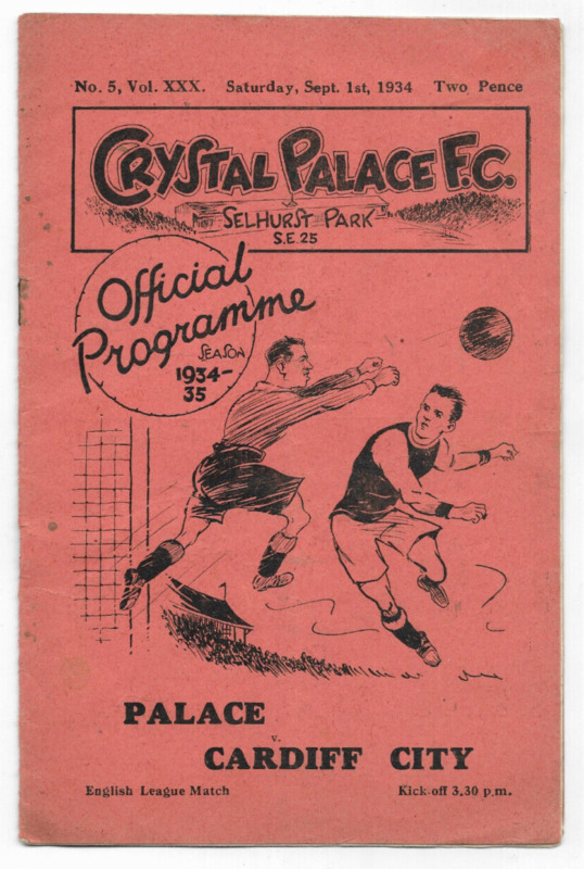 1934/35 Division 3 South - CRYSTAL PALACE v. CARDIFF CITY for sale on Ebay