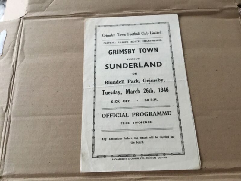 Grimsby Town v Sunderland 1945/46 for sale on Ebay