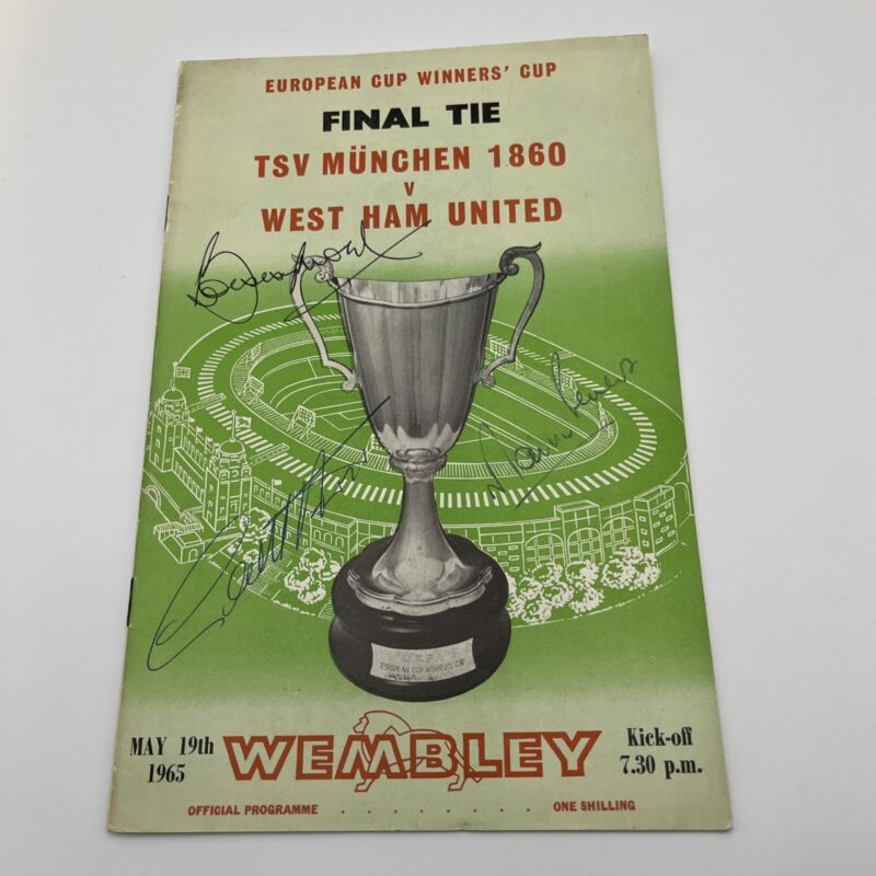 TSV Munchen 1860 v West Ham Signed Ultra Rare Programme Moore, Hurst & Peters for sale on Ebay