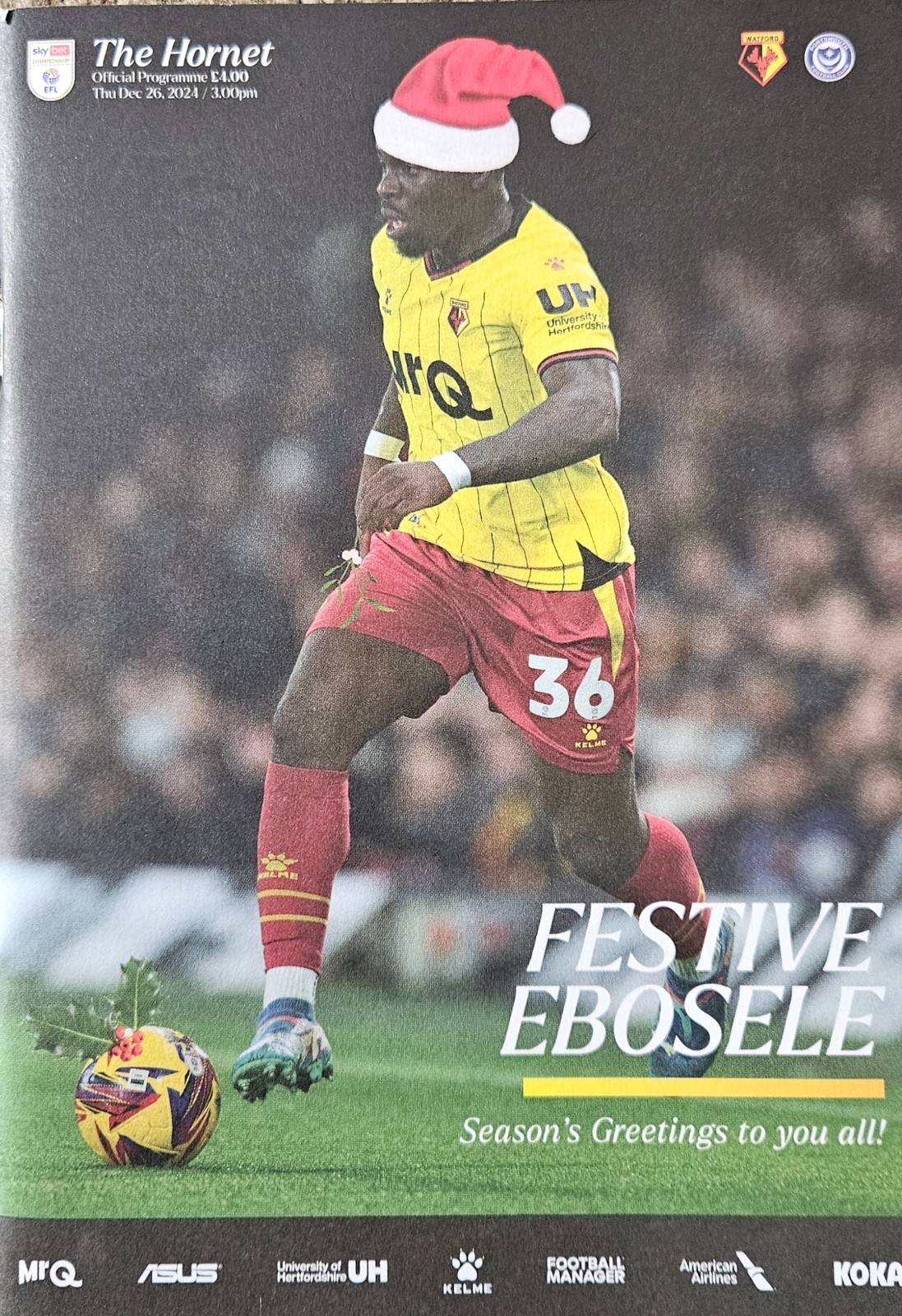 WATFORD v PORTSMOUTH 2024/25  - Watford's final season producing a programme for sale on Ebay