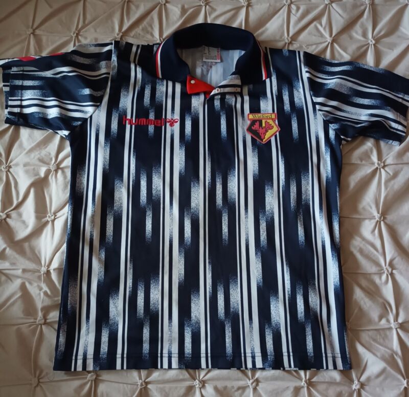 Watford FC 1993/94 Blue White Hummel Away Shirt, size Medium,Very Good Condition for sale on Ebay