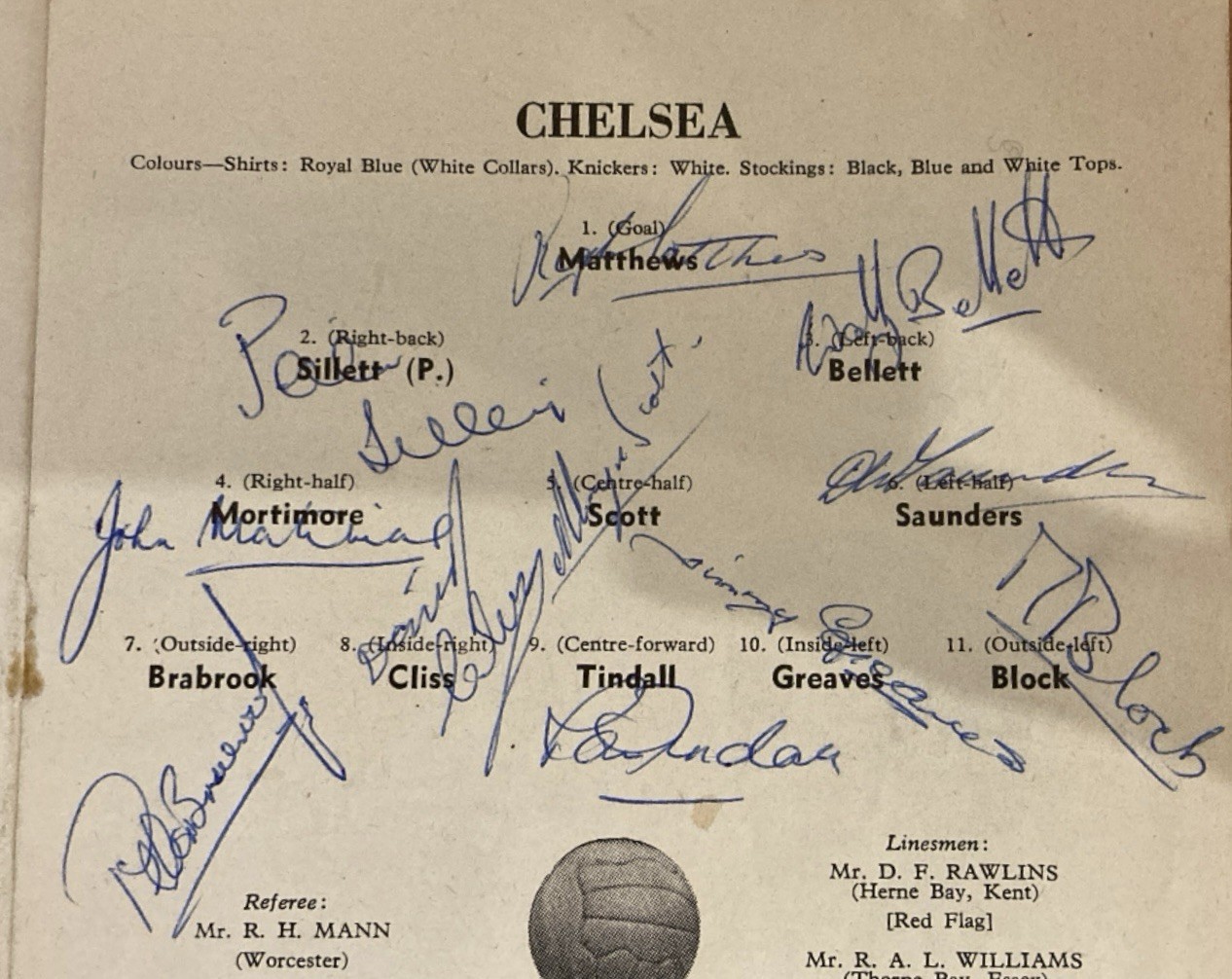 Chelsea v Nottingham Forest - 4/5/58 - Signed By Chelsea Players for sale on Ebay