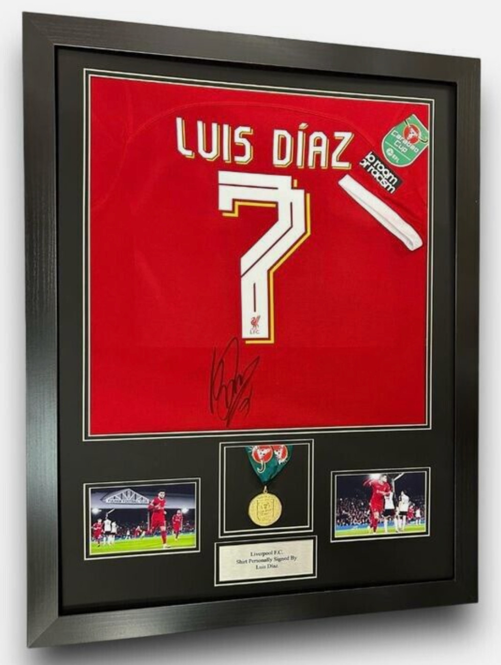 Luis Diaz Liverpool Signed Shirt & Medal FRAMED *RARE* *EXACT VIDEO PROOF* for sale on Ebay