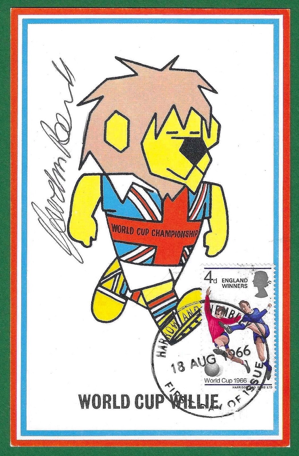 1966 WORLD CUP WILLIE CARD, SIGNED BY GORDON BANKS, LEICESTER CITY & ENGLAND for sale on Ebay