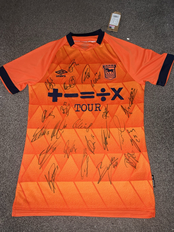 SIGNED IPSWICH TOWN SHIRT 2023/2024 PROMOTION PREMIER LEAGUE PROOF ED SHEERAN for sale on Ebay