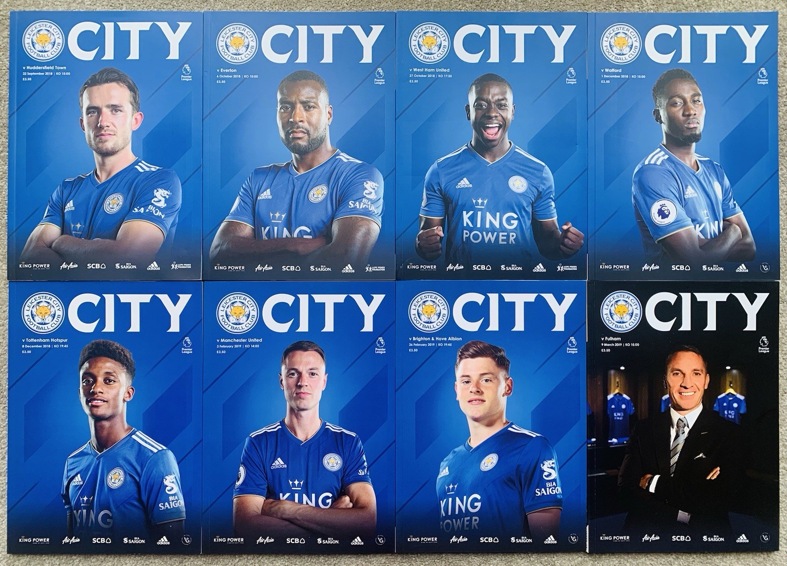 LEICESTER CITY FC 2018 2019 HOME FOOTBALL PROGRAMME COLLECTION Foxes Job Lot x8 for sale on Ebay