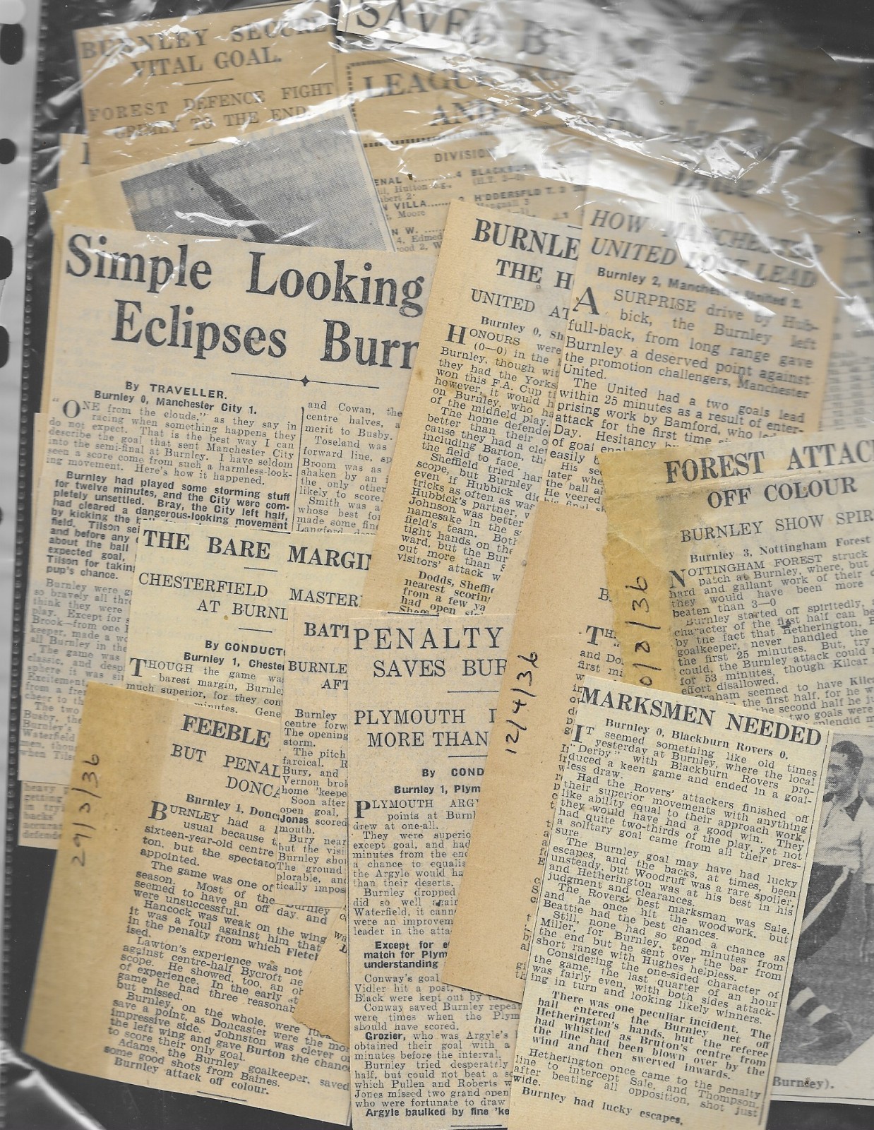 23 x PRE-WAR BURNLEY FOOTBALL CLUB NEWSPAPER CUTTINGS (MAINLY MATCH REPORTS) for sale on Ebay