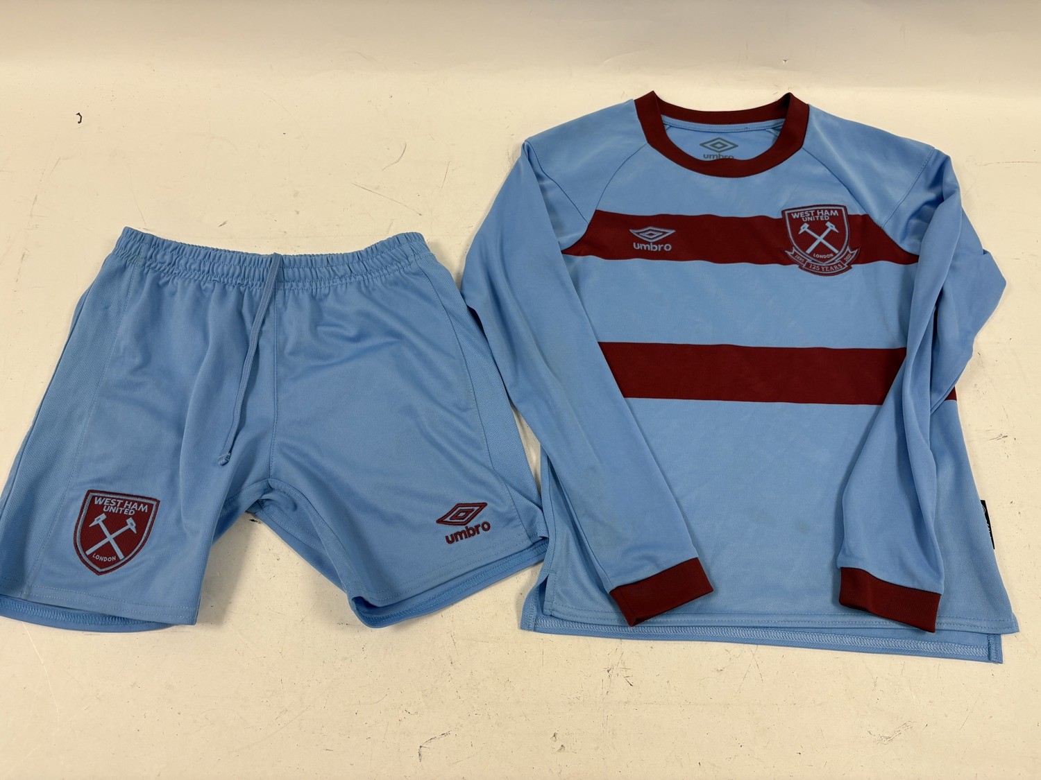 West Ham United Youth Long Sleeve Football Kit Umbro Size YS 134cm for sale on Ebay