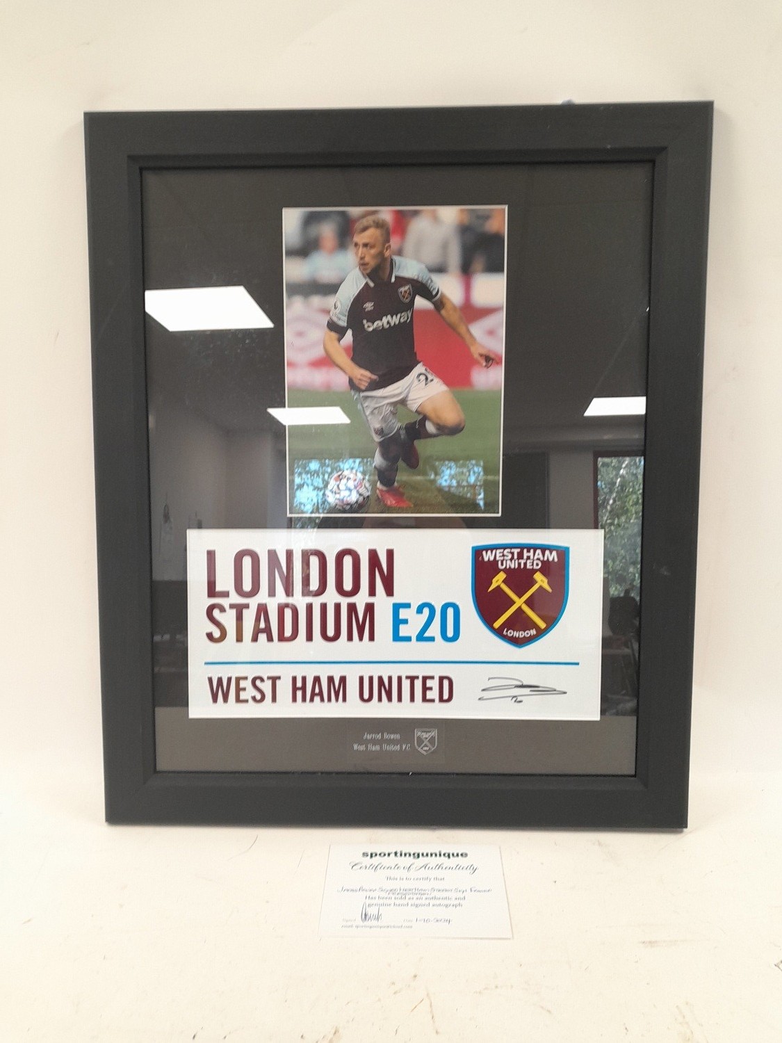 Jarrod Bowen Signed West Ham Street Sign Football Memorabilia 21