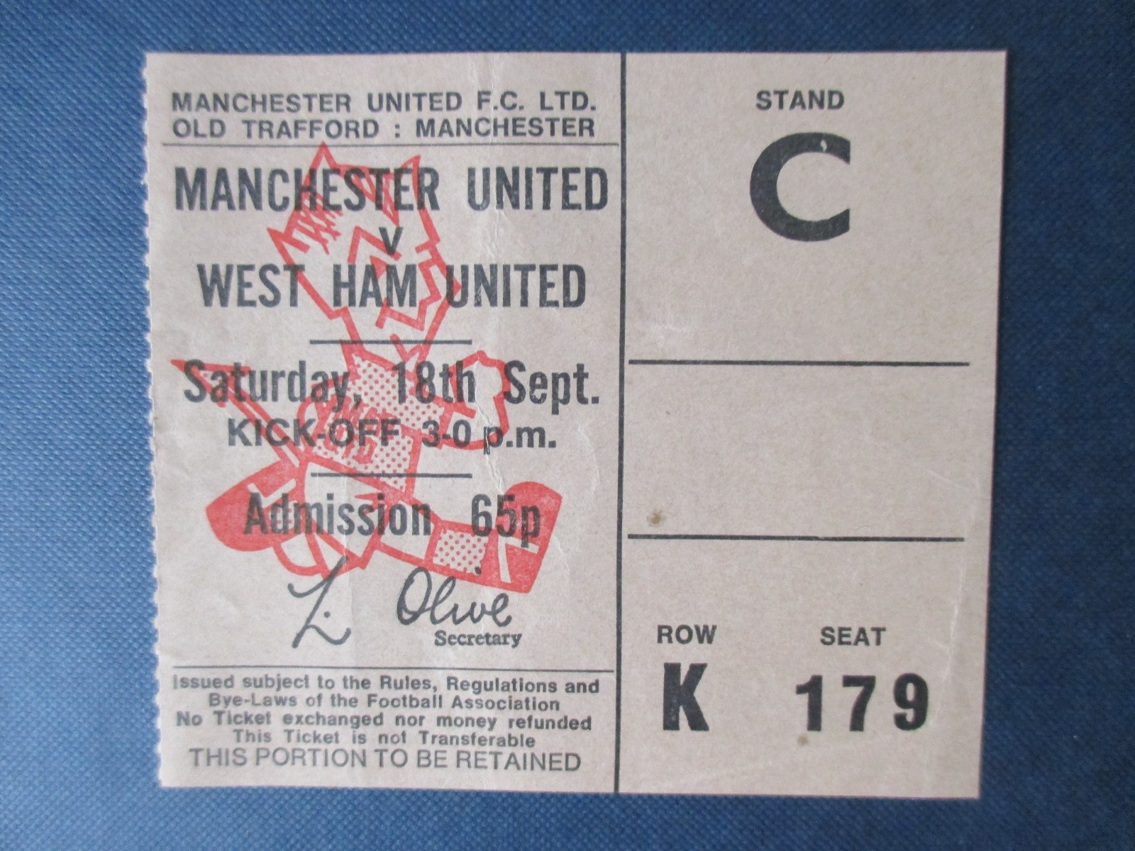 Manchester United v West Ham United 1971 Division One used ticket stub vgc rare for sale on Ebay