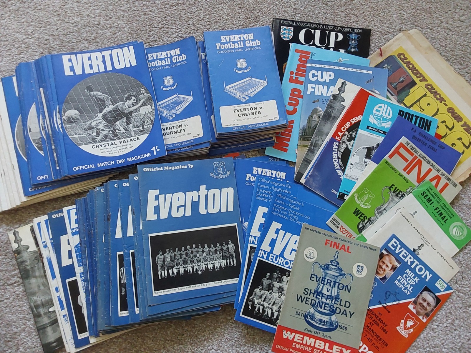 Large Collection of Everton Football Programmes 60s & 70s Cup Finals Europe Etc  for sale on Ebay