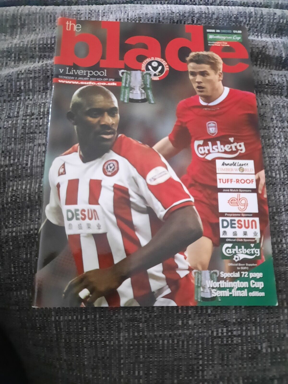 Sheffield United V Liverpool Worthington Cup Semi Final Football Programme 02/03 for sale on Ebay