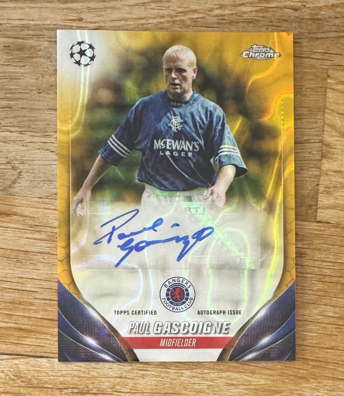 23/24 Topps Chrome UCC Paul Gascoigne Rangers Auto Gold Lava Refractor for sale on Ebay