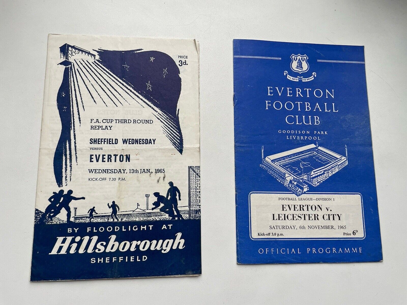 Everton V Sheffield Weds / Leicester City Matchday Programmes 1965 Signed for sale on Ebay