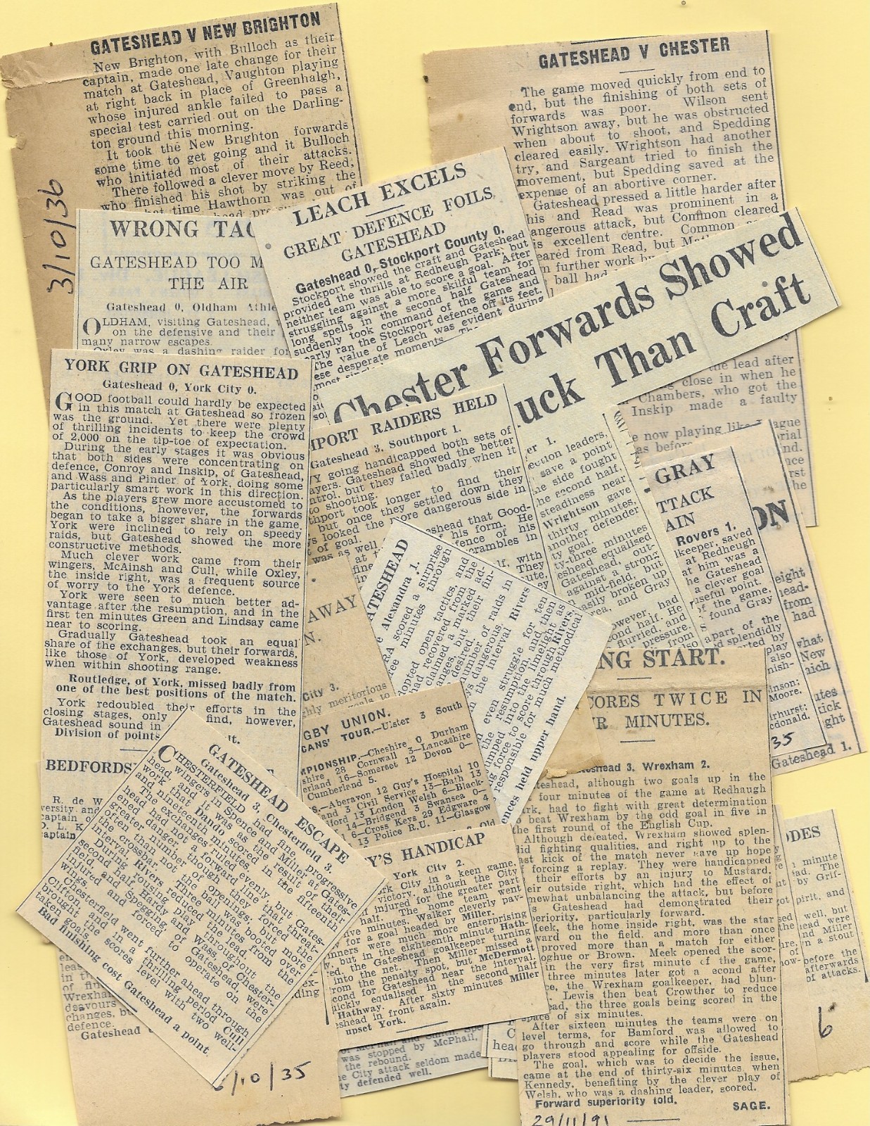 24 x PRE-WAR GATESHEAD FC NEWSPAPER CUTTINGS (MAINLY MATCH REPORTS for sale on Ebay