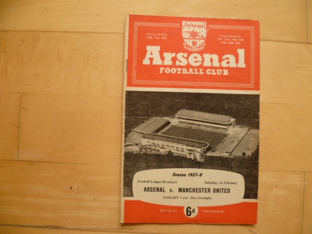 Arsenal v Manchester United 1st Feb 1957 last game before Munich for sale on Ebay
