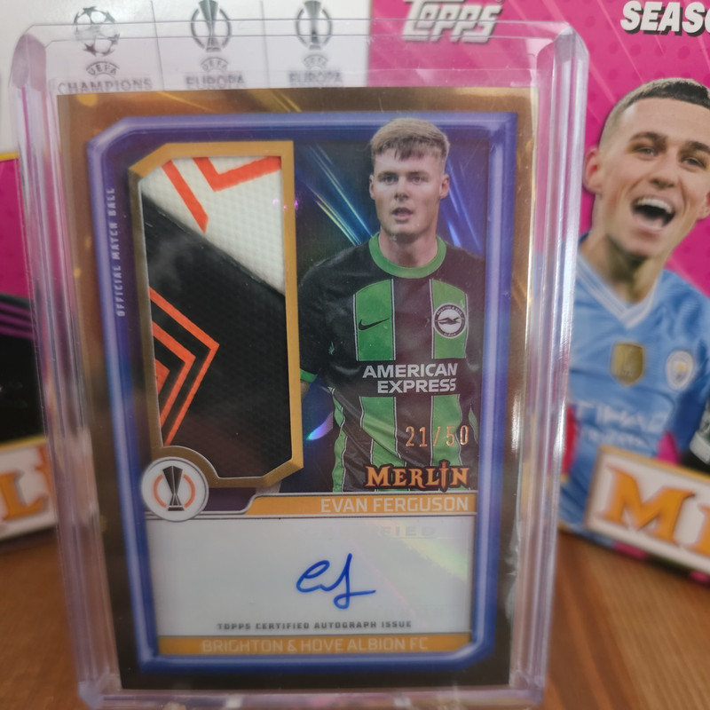 Evan Ferguson 2023/24 Topps Merlin UCC Match Ball  Auto /50 Brighton Case Hit for sale on Ebay