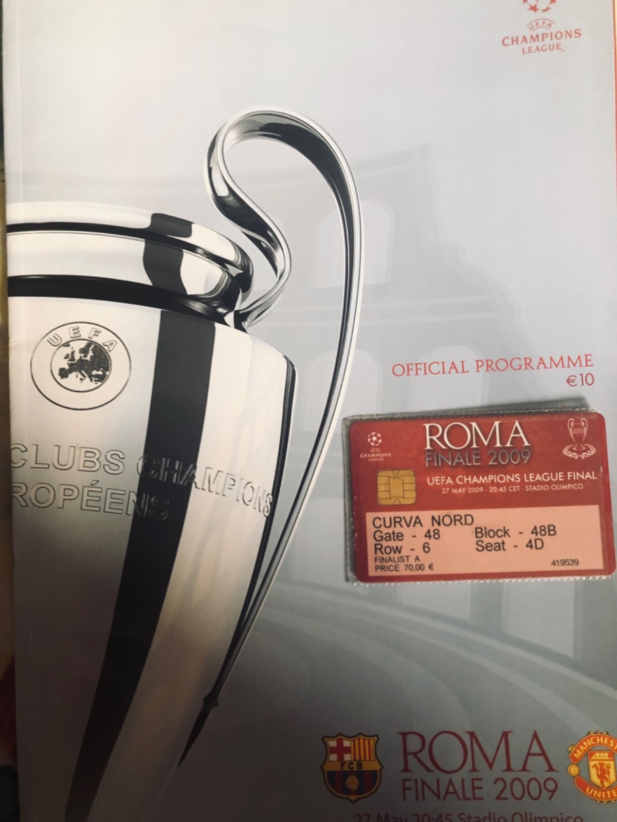 Uefa Champions League Final 2009 Manchester United v Barcelona Ticket/Programme for sale on Ebay