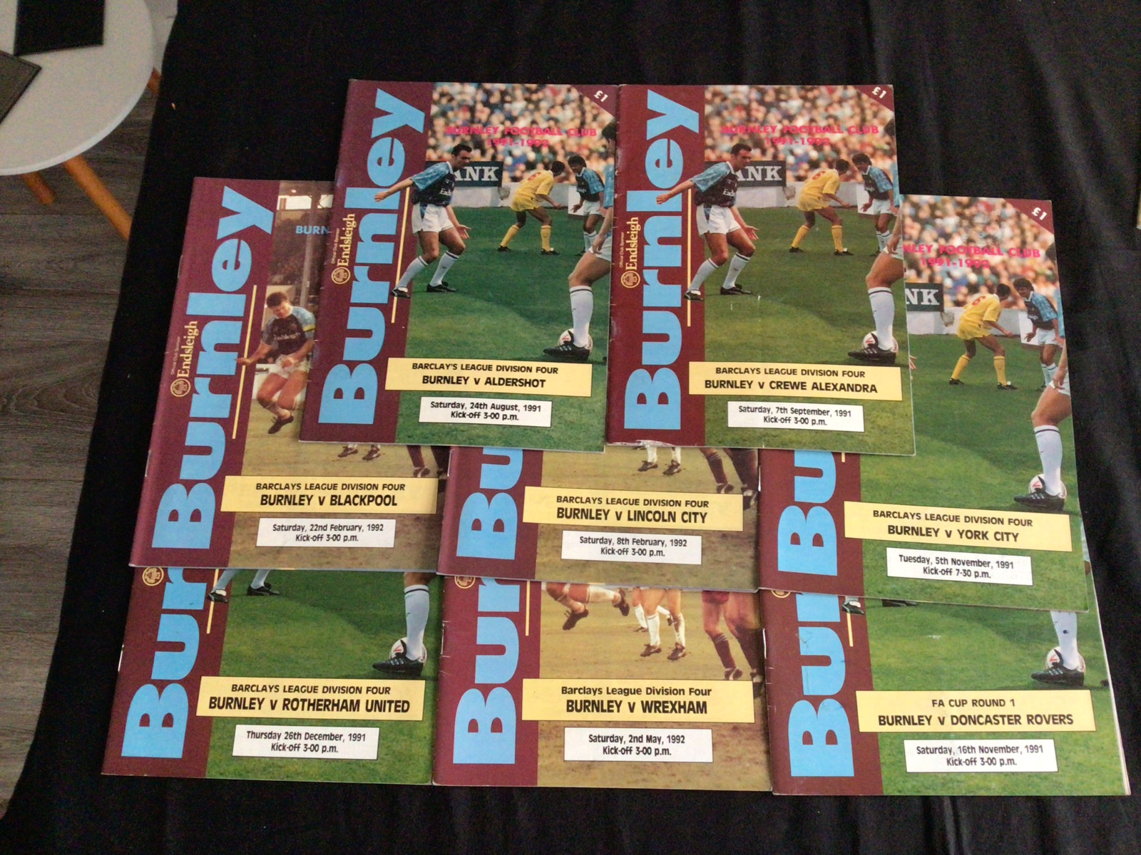 8 Burnley football programmes 1991-92 with 10 Autographes for sale on Ebay