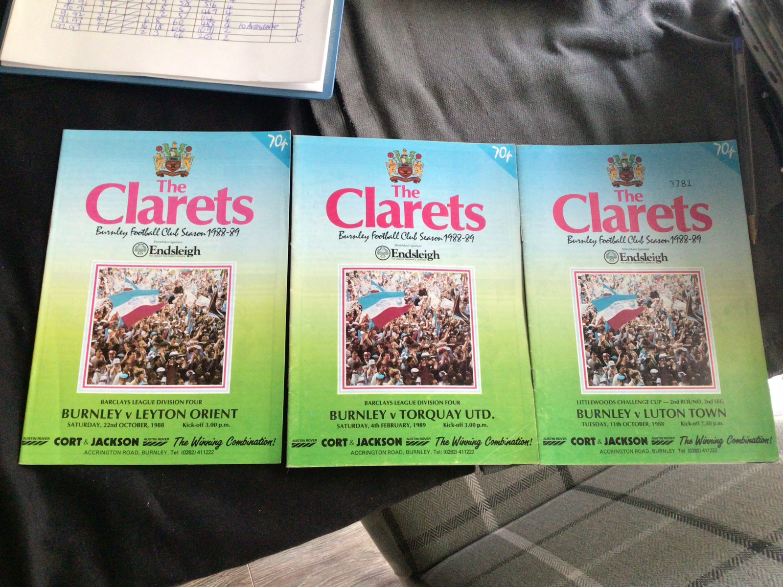 3 Burnley football programmes 1988-89 for sale on Ebay