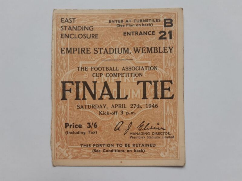 1946 F A Cup Final  Ticket Derby County v Charlton Athletic for sale on Ebay