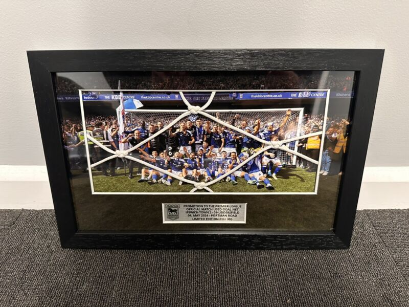 Ipswich Town FC Framed Goal Net From Promotion Season 23/24 - 230 of 300 for sale on Ebay