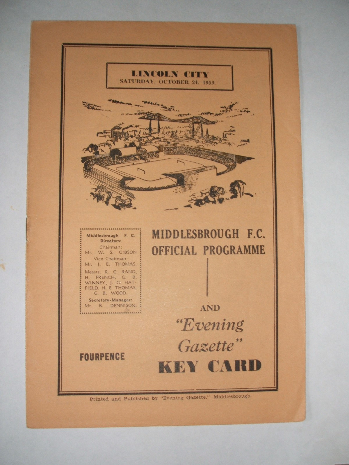 MIDDLESBROUGH V LINCOLN CITY ( 24-10-1958 ) for sale on Ebay