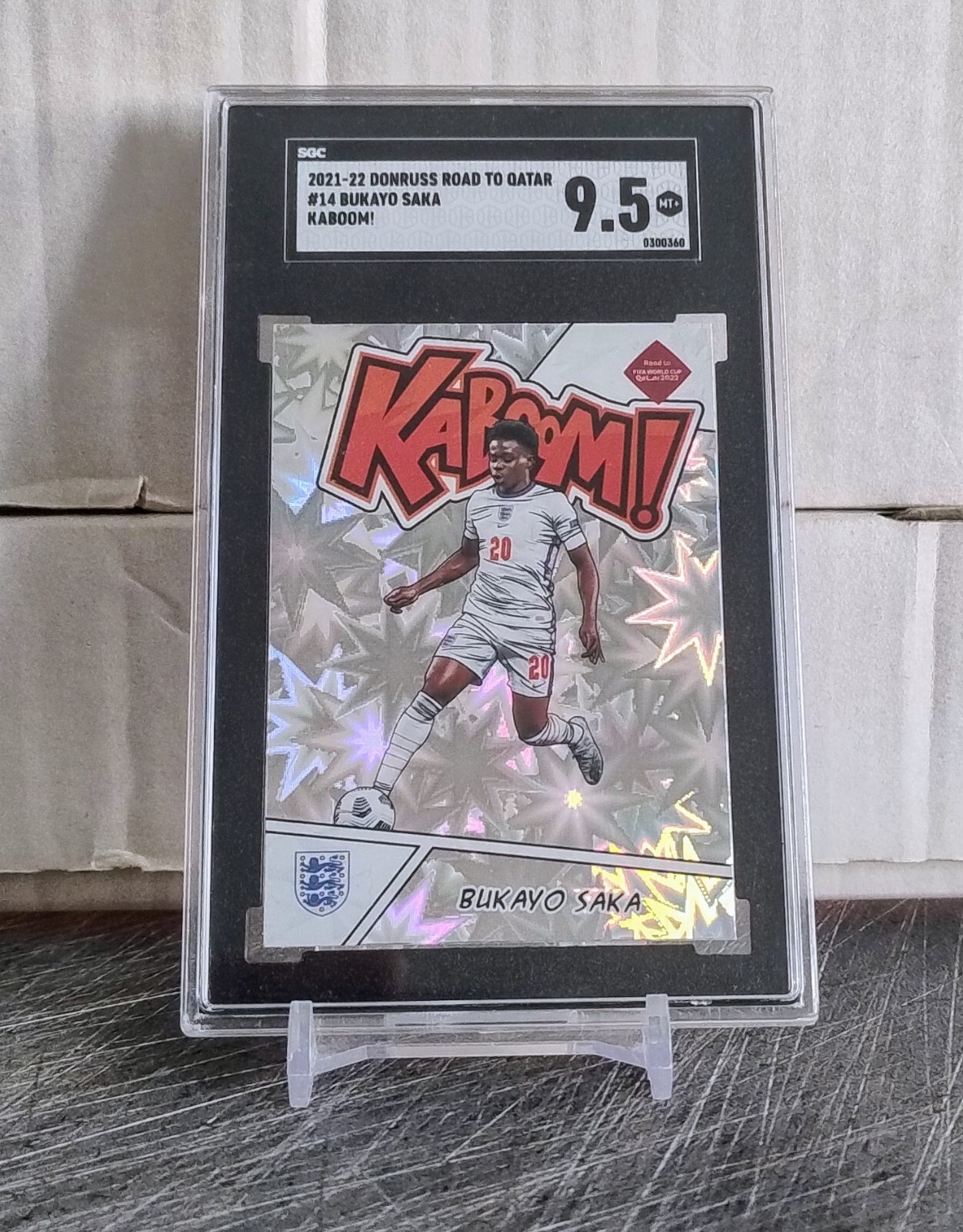 2021 Panini Donruss Qatar Bukayo Saka Kaboom SGC 9.5 England Arsenal Kaboom! for sale on Ebay