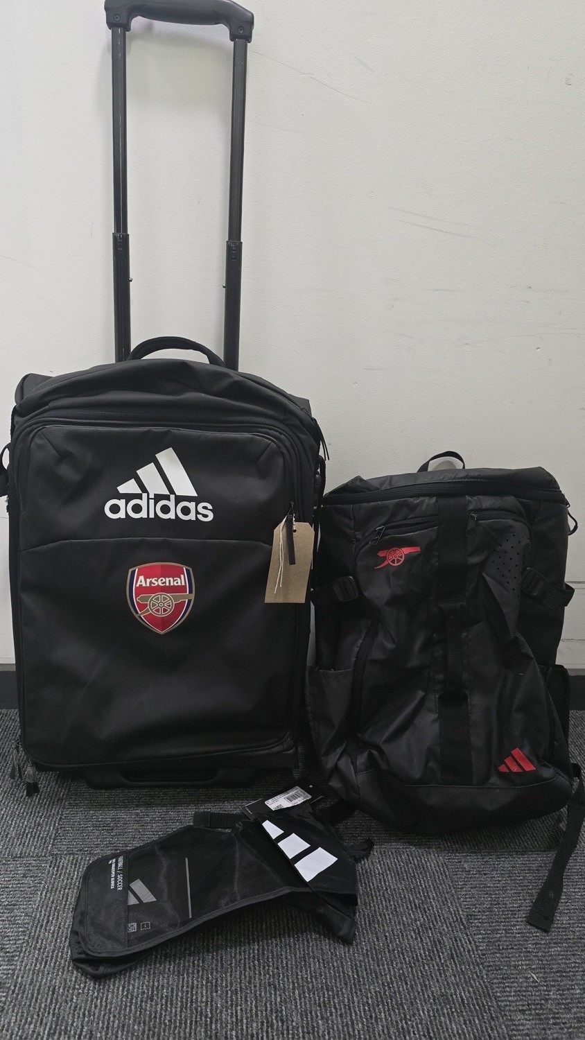 Adidas Arsenal FC Black Travel Luggage Set with Backpack and Shoe Bag Wheelie for sale on Ebay