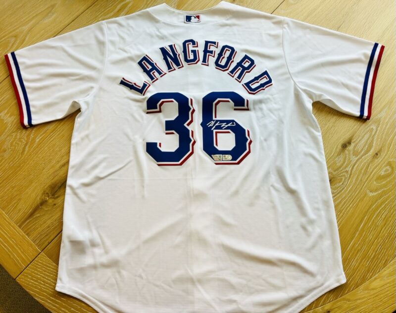Wyatt Langford Texas Rangers Autographed White Nike Authentic Jersey for sale on Ebay