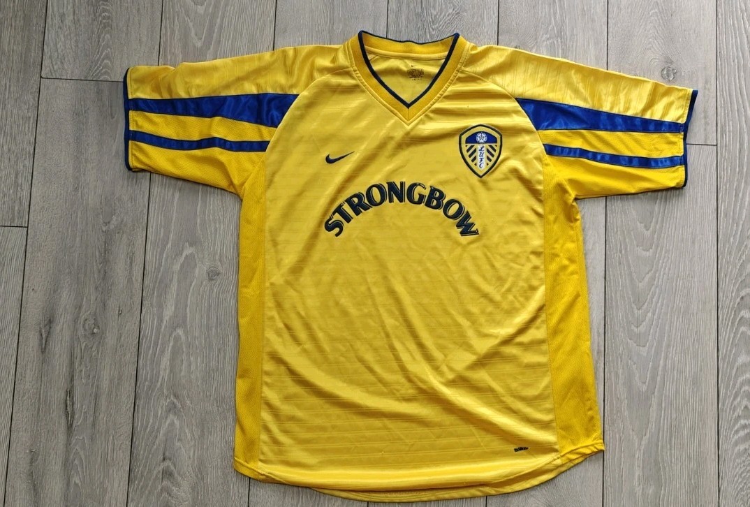 Leeds United Shirt Extra Large Yellow Away Kit 2002 2003 Nike Jersey Strongbow for sale on Ebay