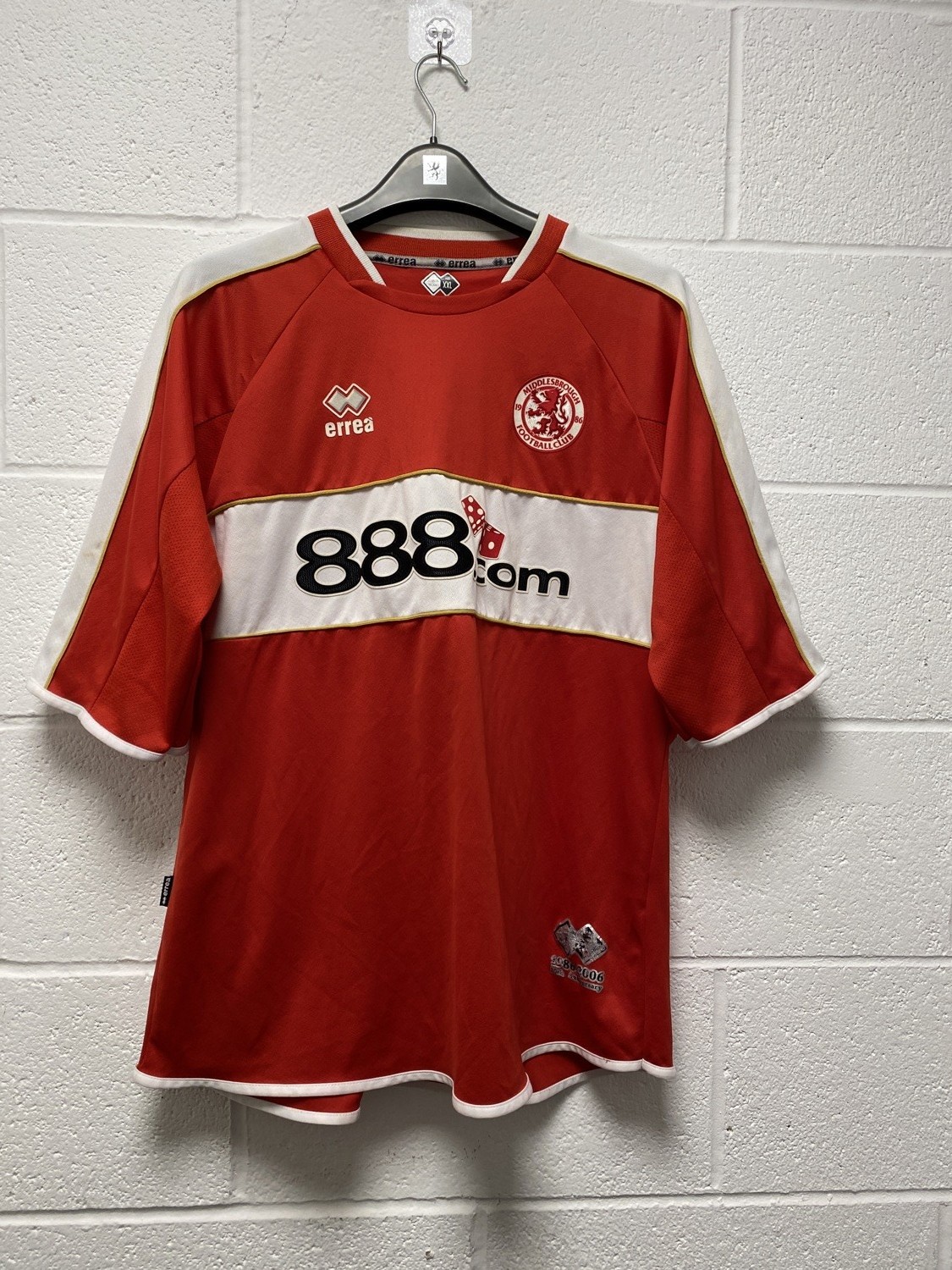 Middlesbrough FC 2006 Home Shirt Errea XXL 888.com Sponsor 20th Anniversary for sale on Ebay