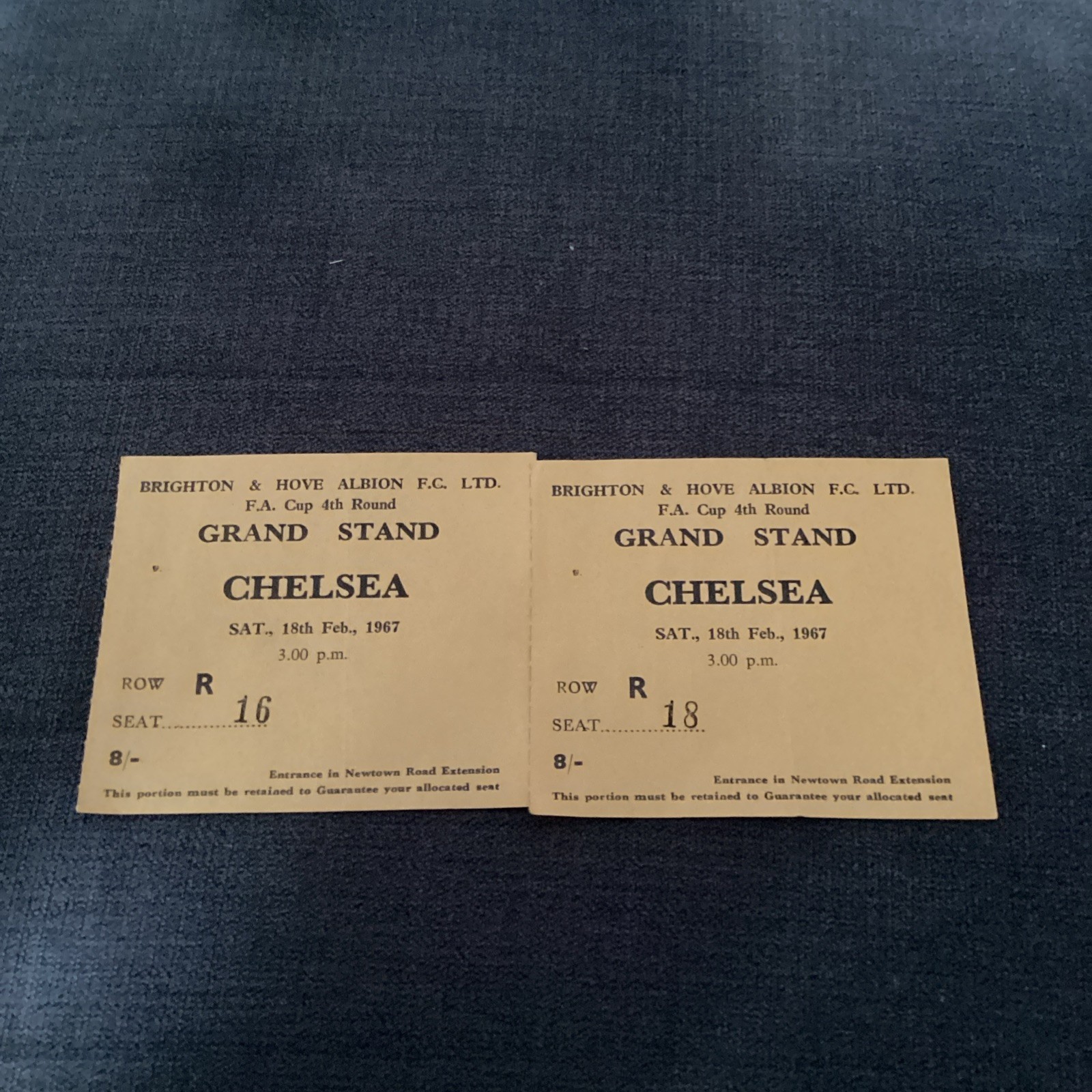 1966/67 Brighton v Chelsea. FAC pair of Match tickets for sale on Ebay