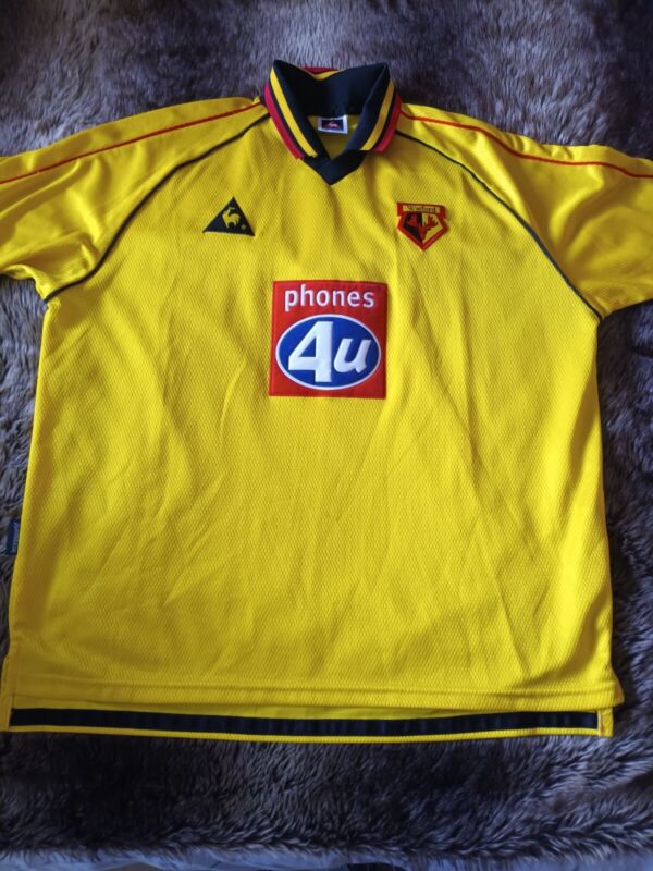 Watford Shirt 99/01  Home  Le Coq Sportif   Size XL  PAGE Premiership Number 4 for sale on Ebay
