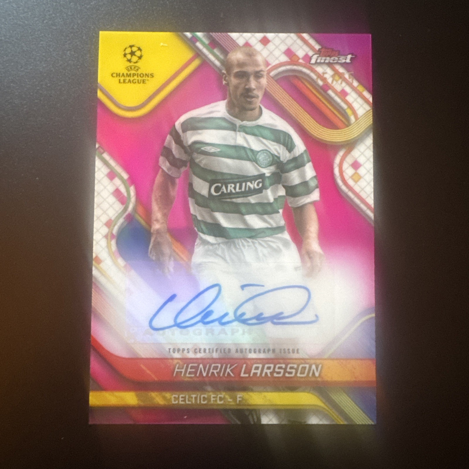 2024-25 Topps Finest UCC Henrik Larsson - Magenta Auto /75 - CELTIC for sale on Ebay