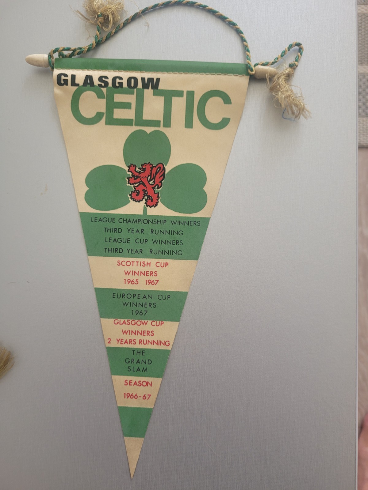 Glasgow Celtic Football Pennant by Millar Pennants c. 1967 Honours List for sale on Ebay
