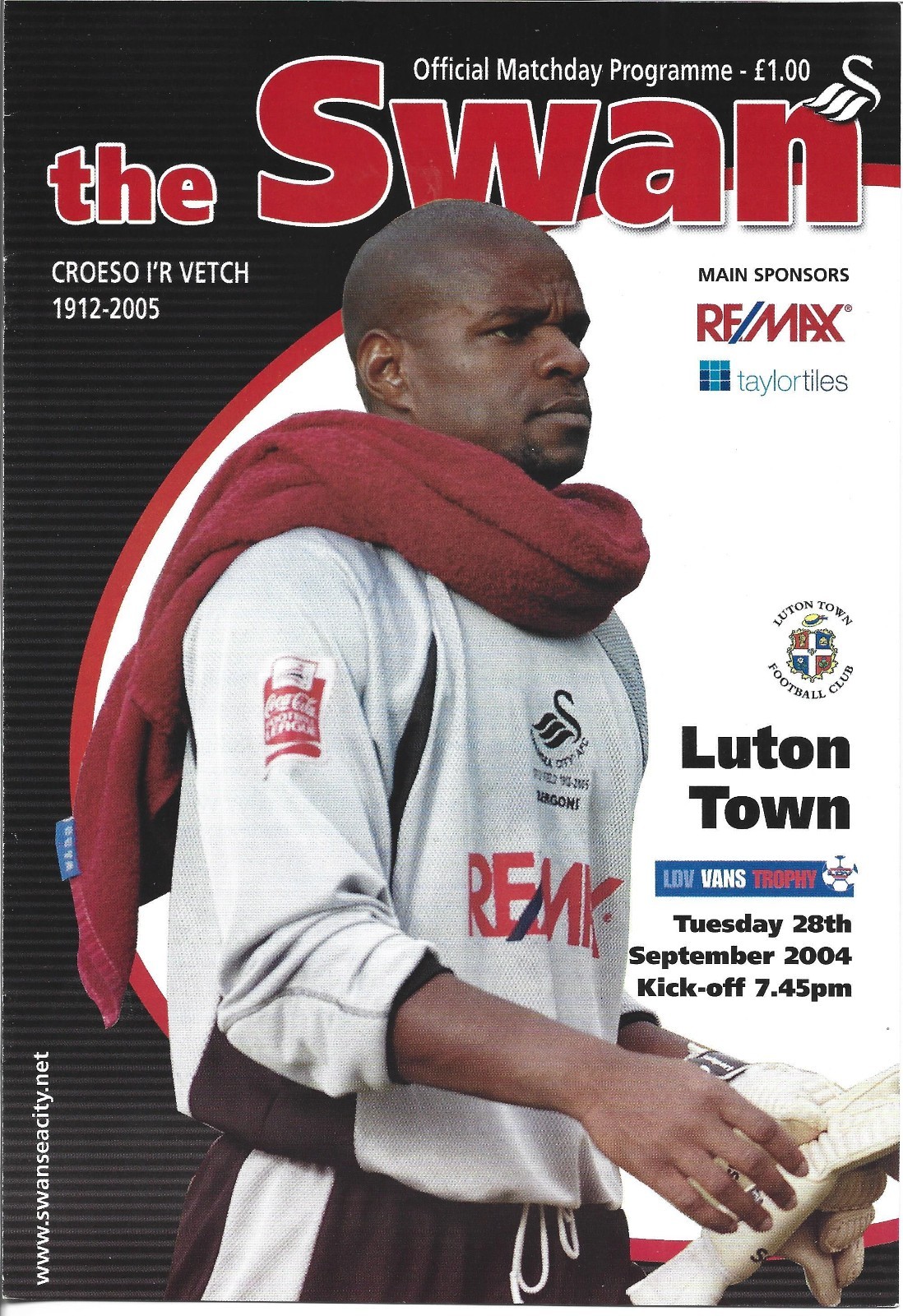 2004/05  SWANSEA CITY v LUTON TOWN  LDV Vans Trophy -  Programme and Teamsheet for sale on Ebay