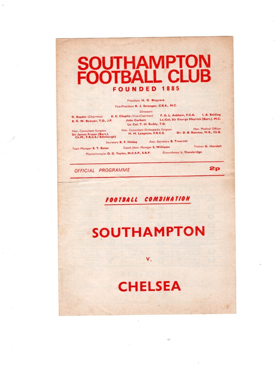 Southampton Reserves v Chelsea Reserves 1971/72 - 4 Page programme for sale on Ebay