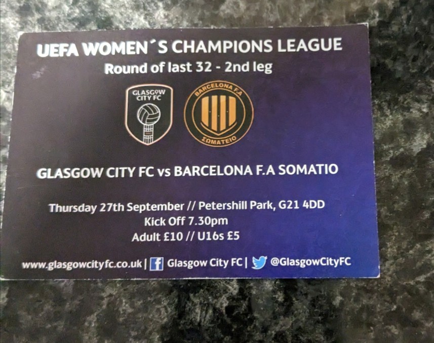 Glasgow city Vs Barcelona somatio football memorabilia for sale on Ebay