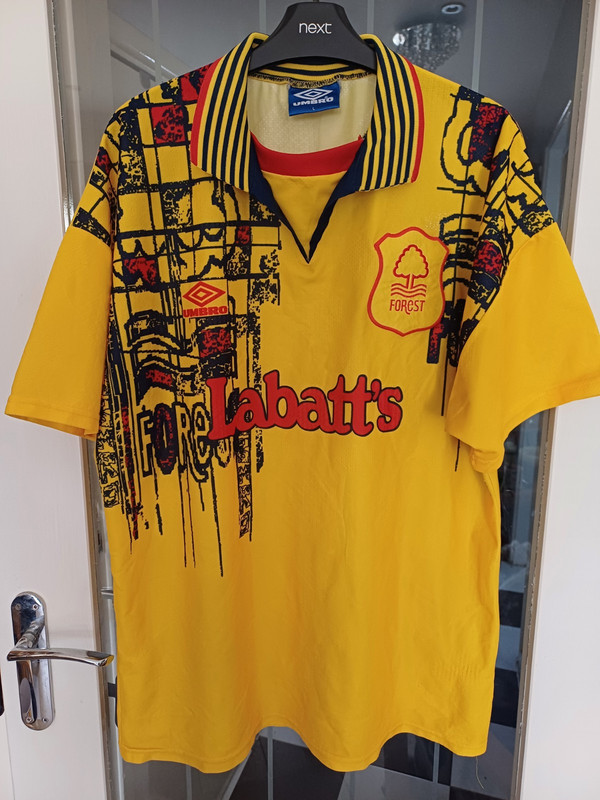 Nottingham Forest Umbro 1995/1996/1997 Yellow Labatts Away Shirt L Original for sale on Ebay