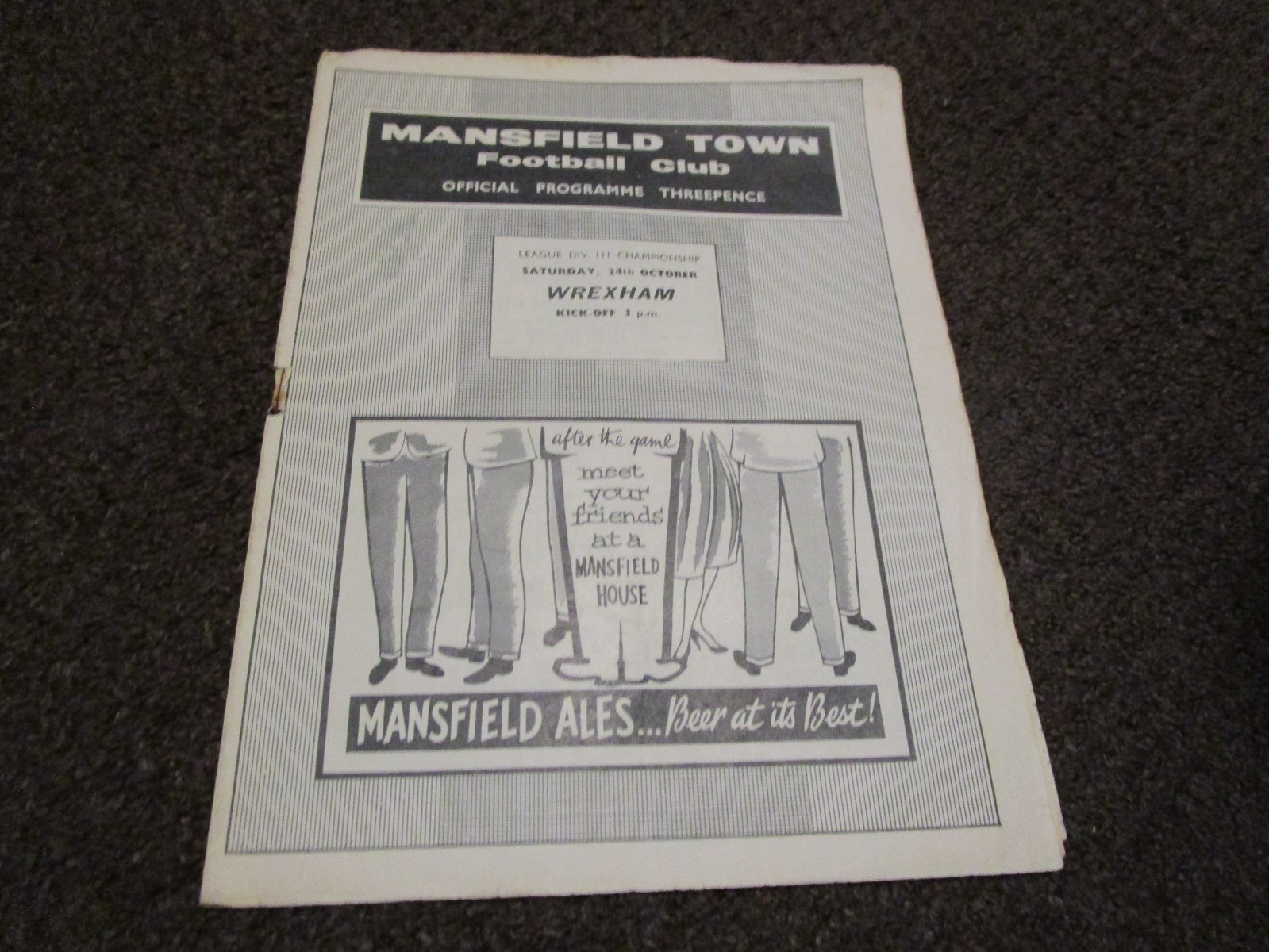 MANSFIELD TOWN  v  WREXHAM  1959/60  OCTOBER 24th for sale on Ebay