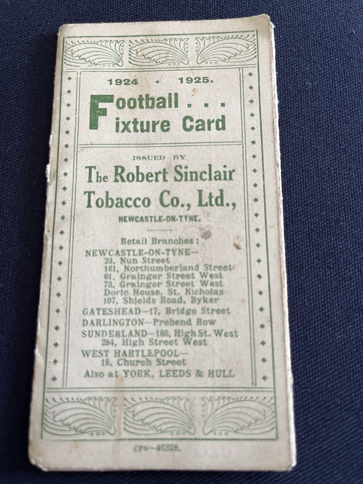 Robert Sinclair  football fixture card 1924/5, Newcastle United, Sunderland +  for sale on Ebay