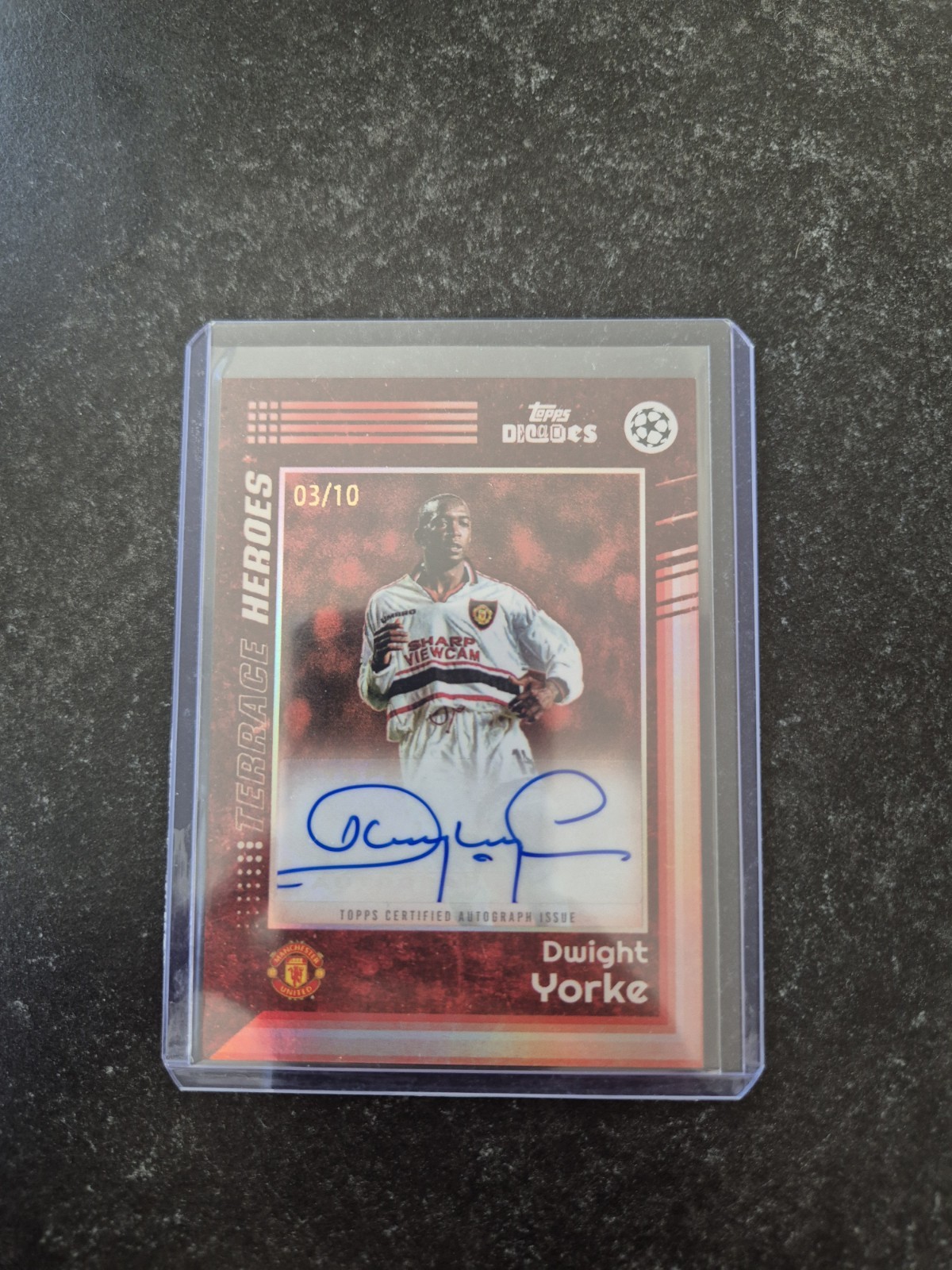 Topps Decades Dwight Yorke Auto /10 COLOURMATCH Manchester United LEGEND for sale on Ebay