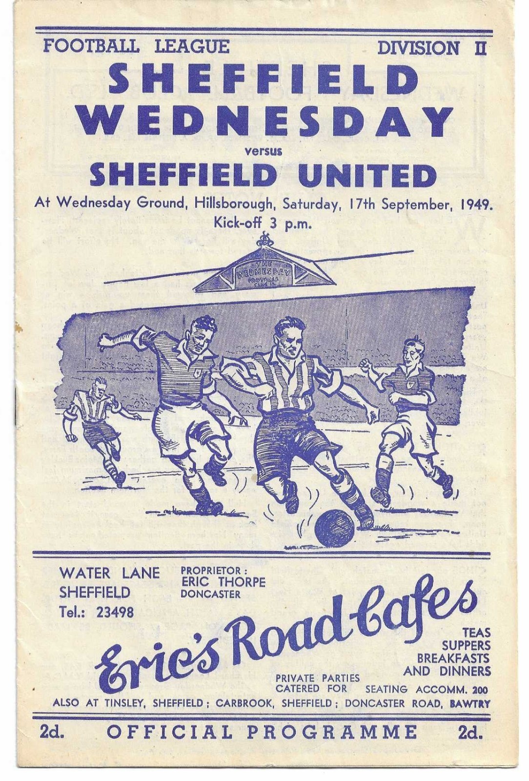 SHEFFIELD WEDNESDAY v SHEFFIELD UNITED 17/09/1949 for sale on Ebay