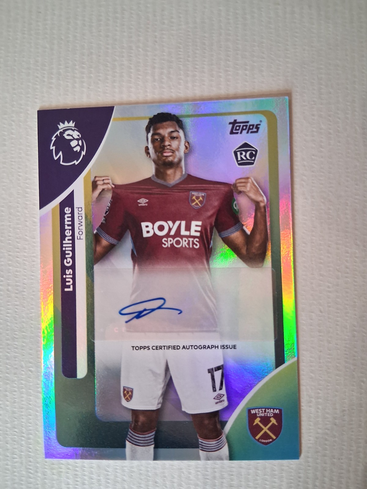 Topps Premier League 2026 - Luis Guilherme - AUTOGRAPH ROOKIE RC West Ham for sale on Ebay
